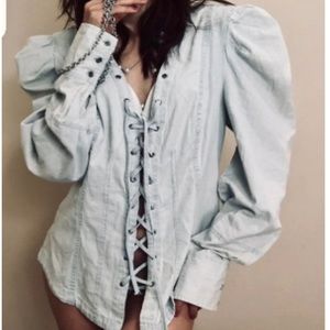 NWOT Free People Lace Up Top